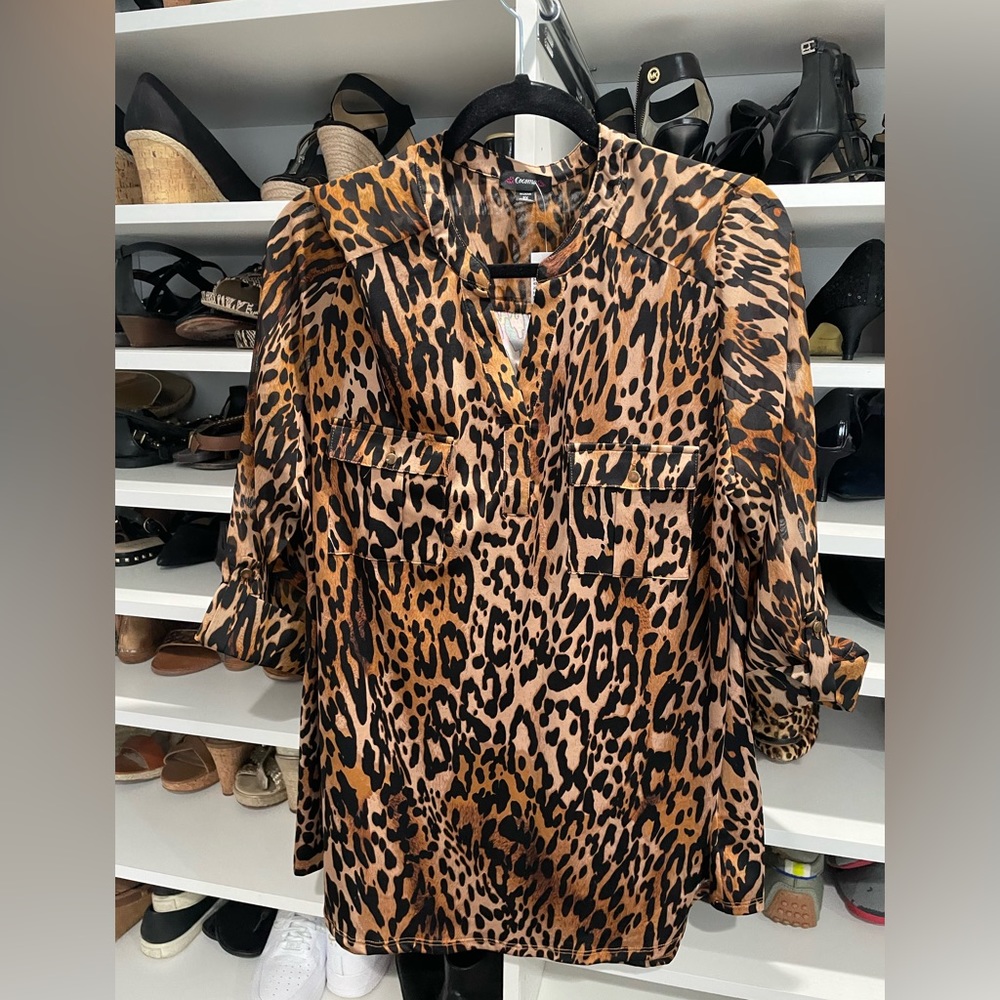 NWT Animal Print Blouse Size 2x